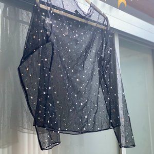 Nasty Gal Galaxy Stars & Moons Sheer Top US 8